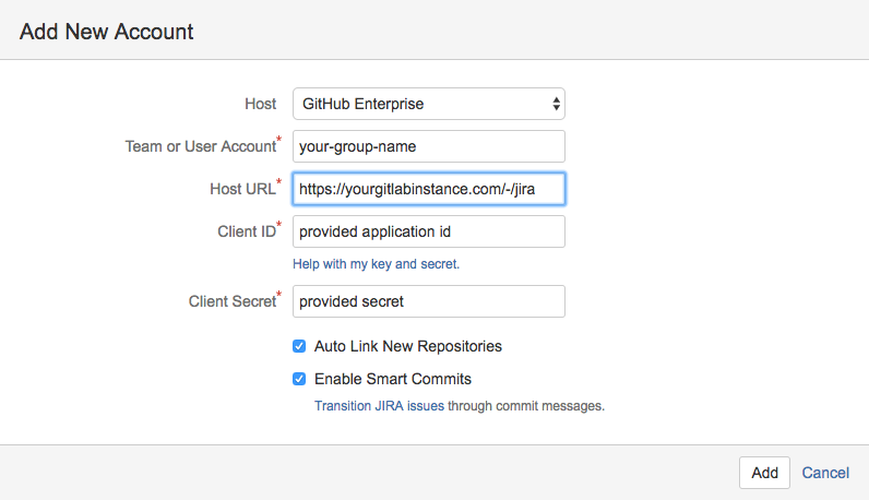 Creation of Jira DVCS integration